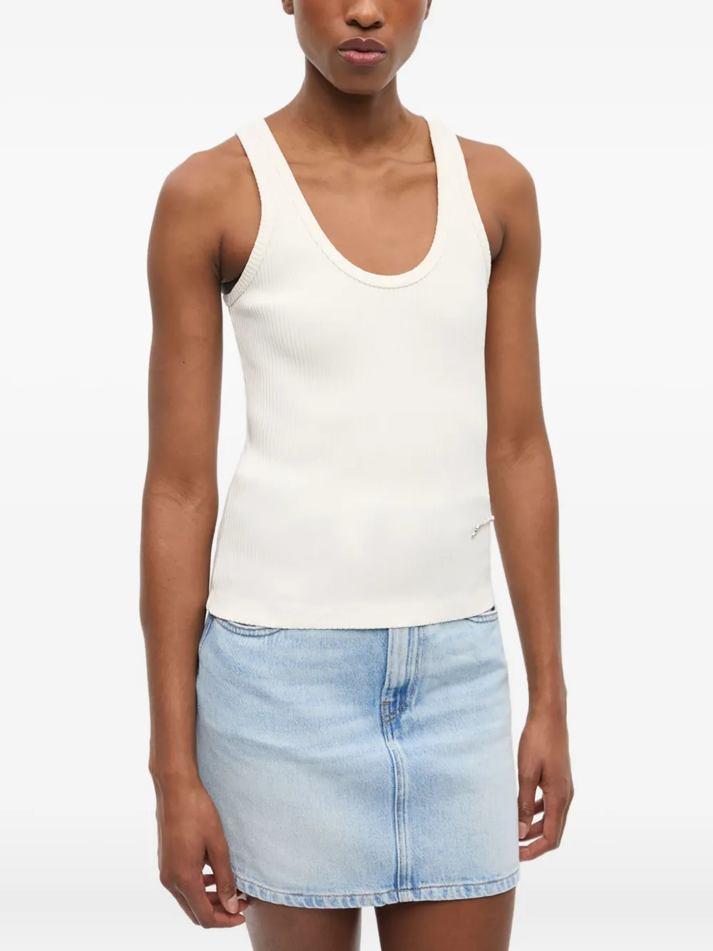 GANNI Geribbelde tanktop Wit