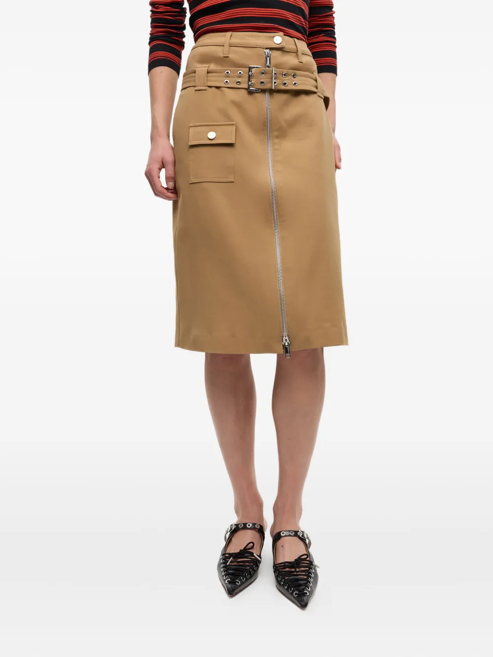 GANNI Rok met ceintuur Beige