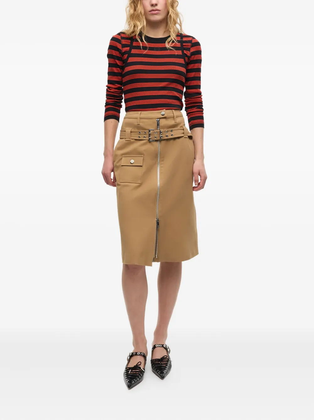 GANNI Rok met ceintuur - Beige