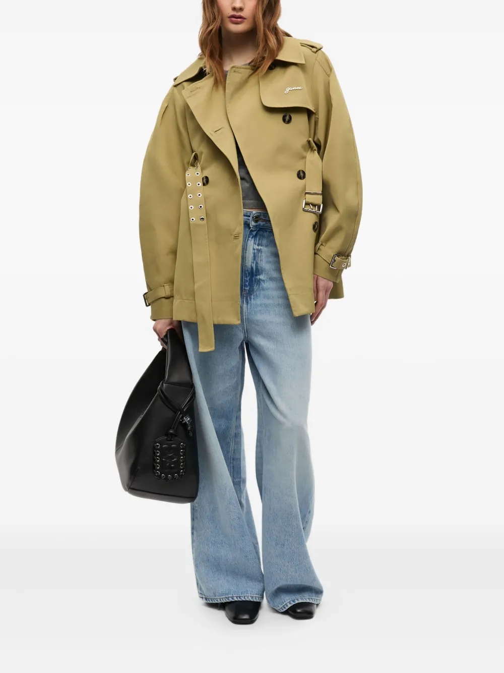 GANNI Trenchcoat met ballonmouwen Beige