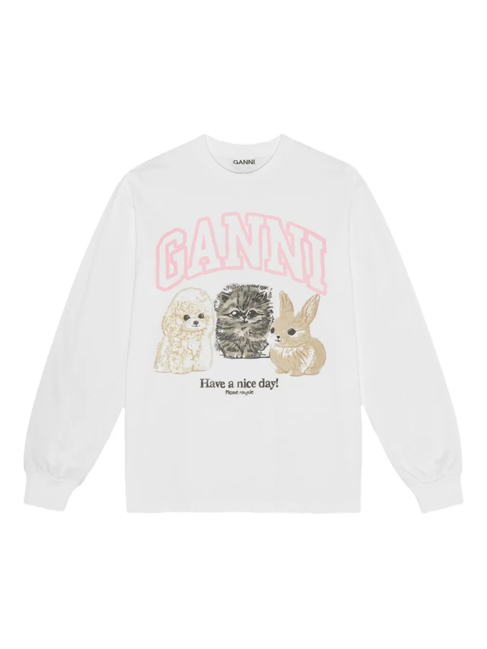 GANNI Sweater met logoprint Wit