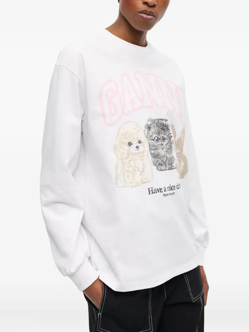 GANNI Sweater met logoprint Wit