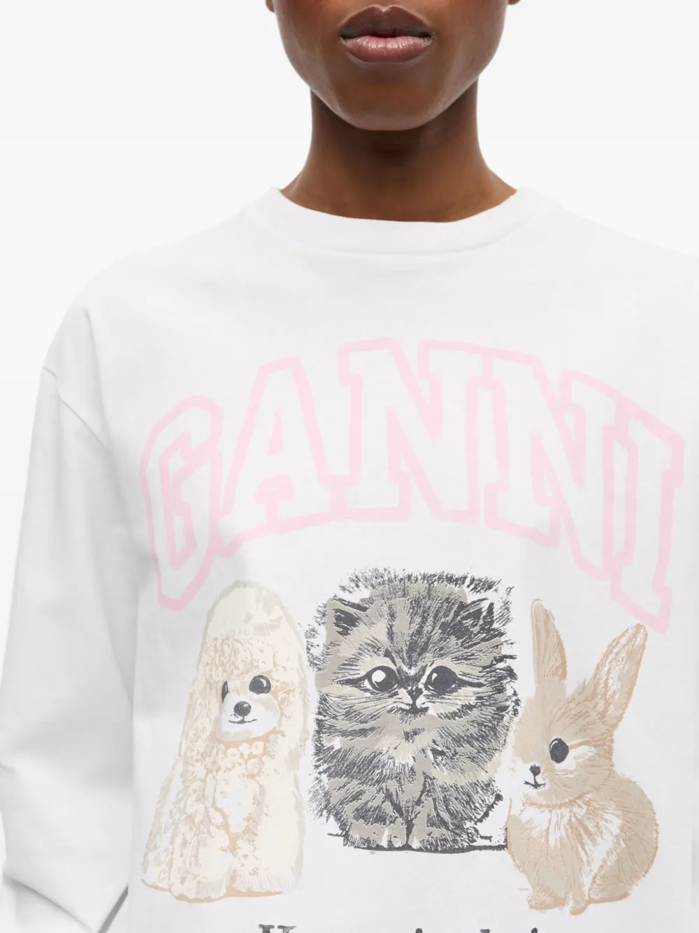 GANNI Sweater met logoprint Wit