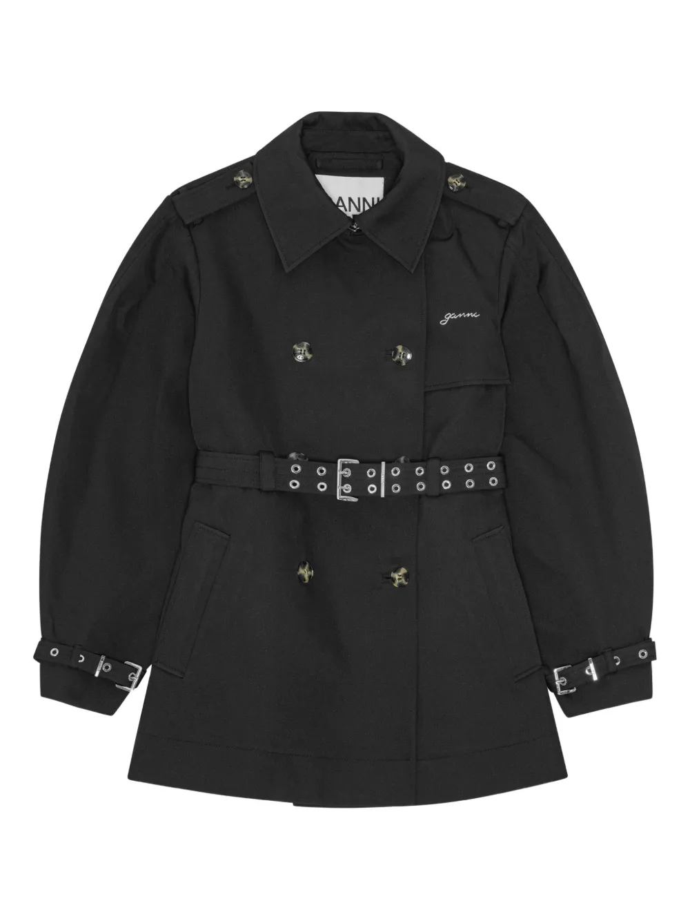 GANNI Trenchcoat met ballonmouwen Zwart