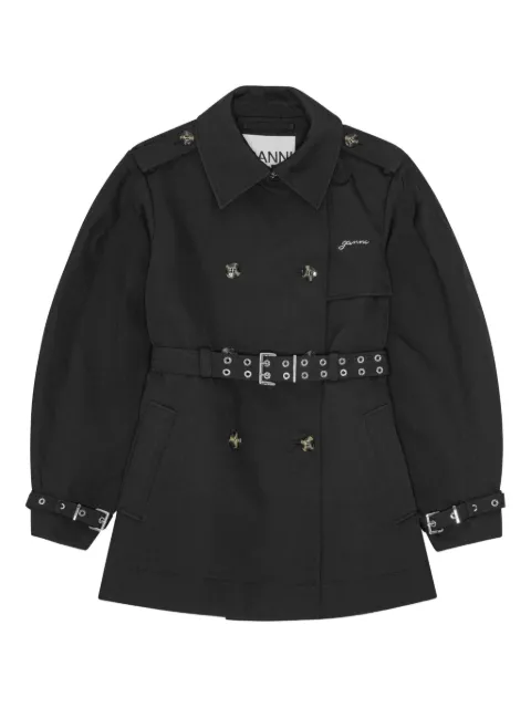 GANNI balloon-sleeve trench coat