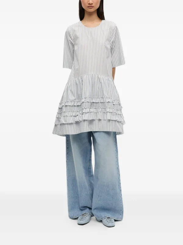 GANNI レースアップ フラットシューズ | ブルー | FARFETCH JP