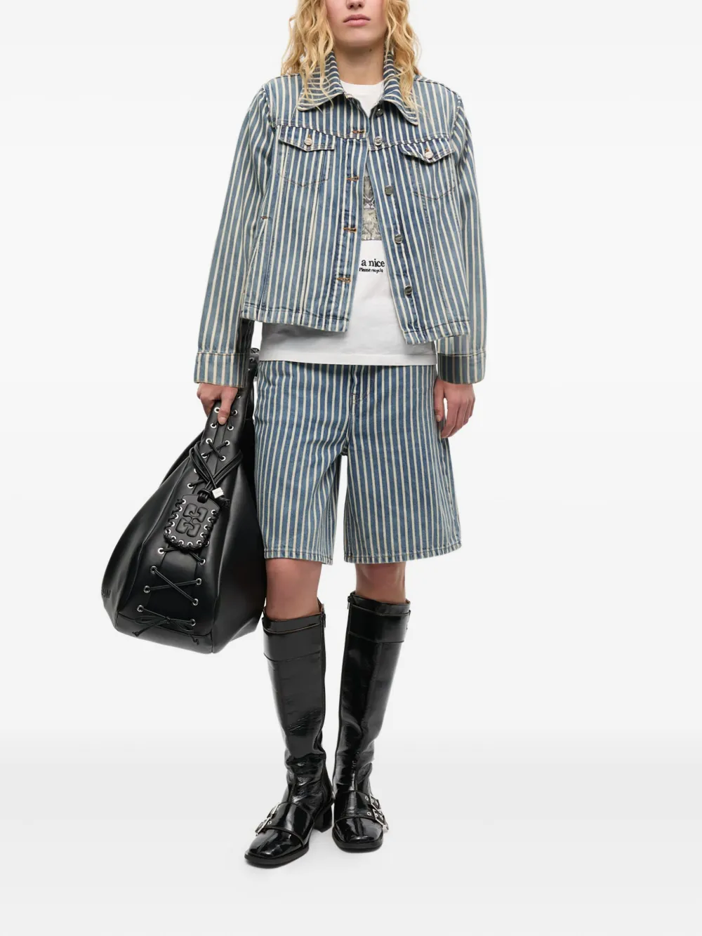 GANNI Denim jack Blauw