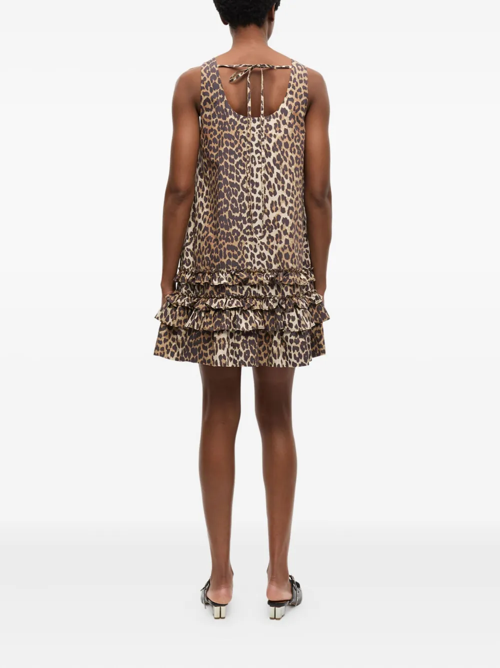 GANNI Jurk met luipaardprint Beige