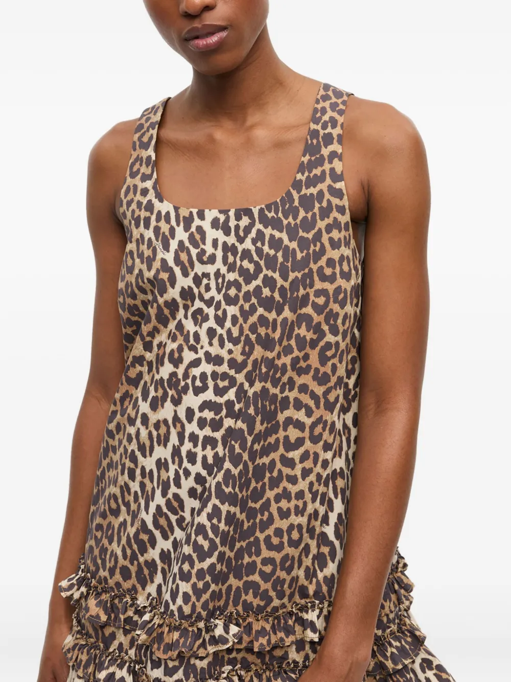 GANNI Jurk met luipaardprint Beige