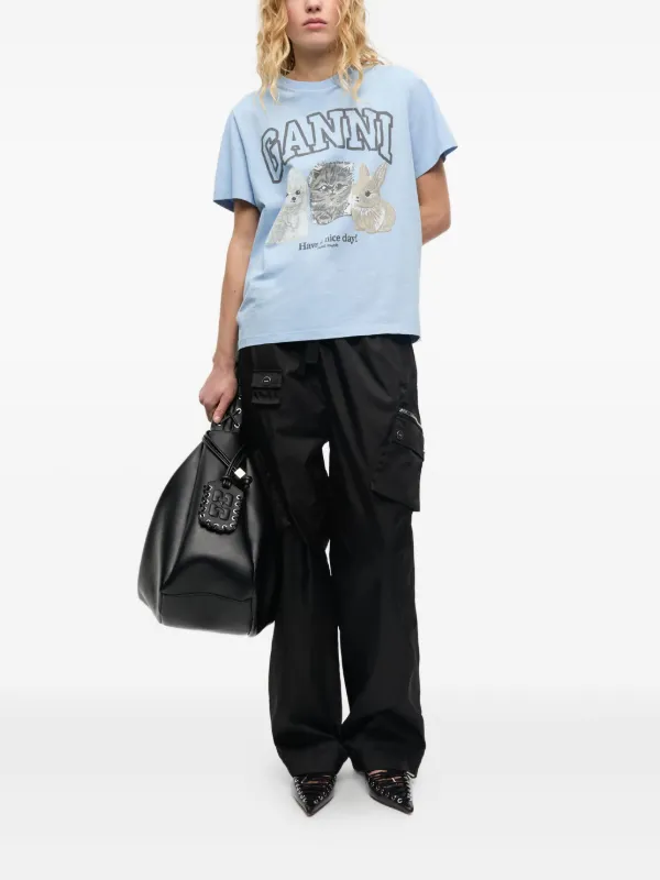 GANNI ロゴ Tシャツ | ブルー | FARFETCH JP