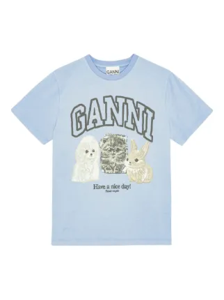 GANNI ロゴ Tシャツ | ブルー | FARFETCH JP
