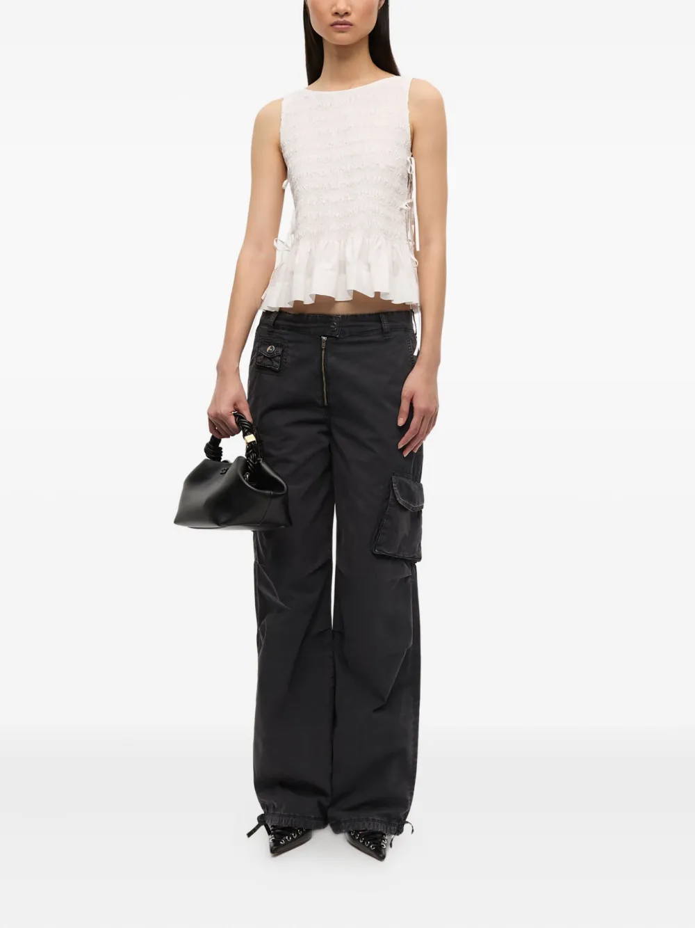 GANNI Top in chambray a quadri | Canotte | Image 2