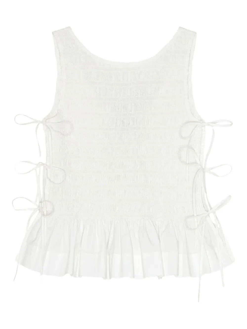 GANNI Chambray seersucker top Wit
