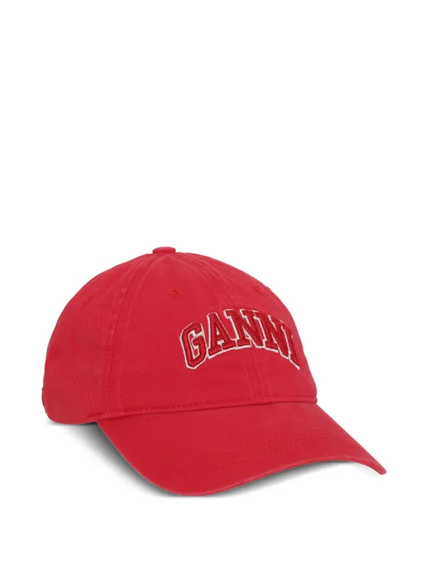GANNI CAP 赤　ファイアリーレッド　美品　レア GANNI ロゴ キャップ | レッド | FARFETCH JP