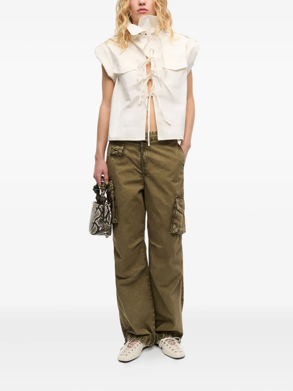 GANNI Bou mini bucket-tas Beige