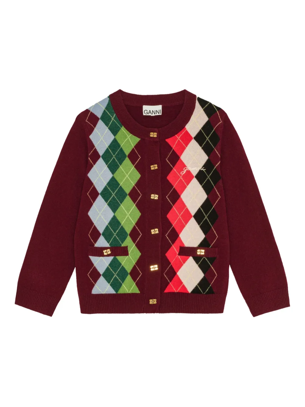 GANNI Vest met argyle patroon Rood