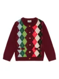 GANNI argyle-pattern cardigan - Red