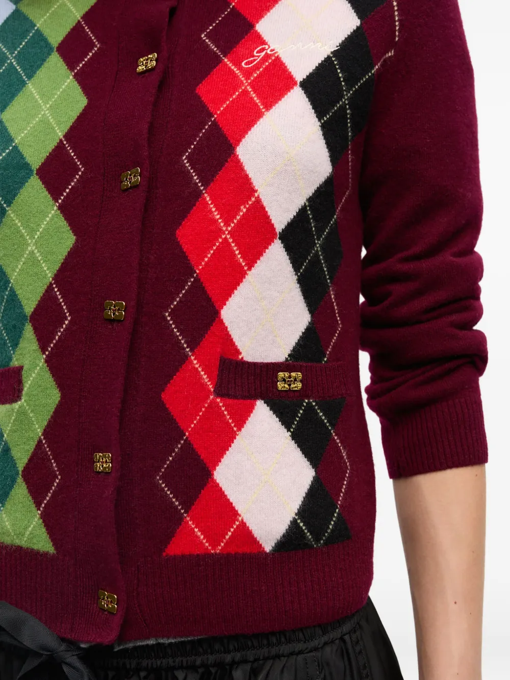 GANNI Vest met argyle patroon Rood