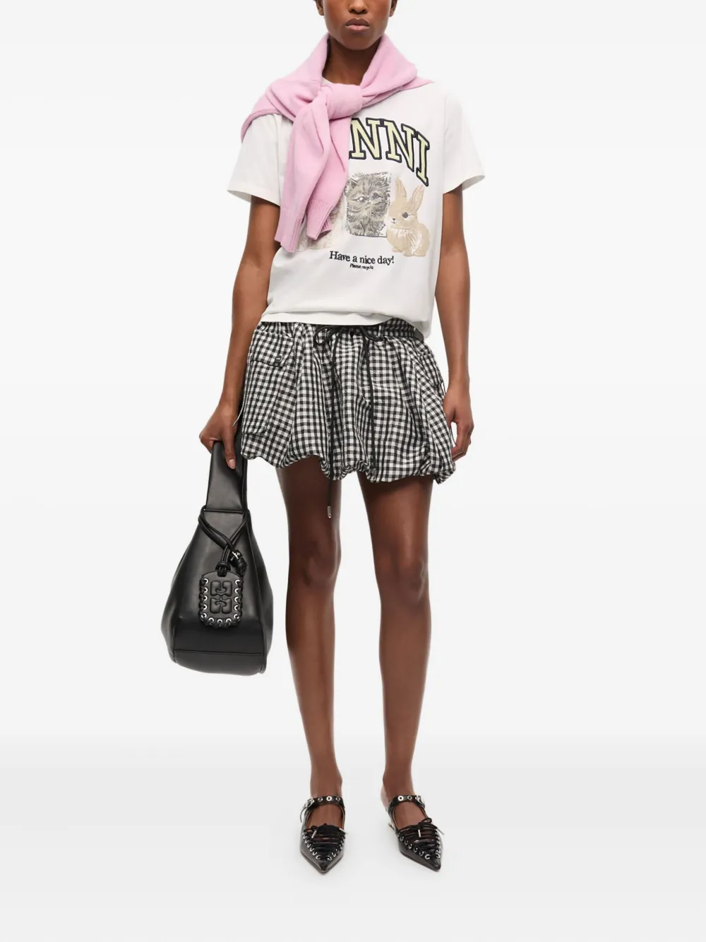 GANNI T-shirt met logoprint Wit
