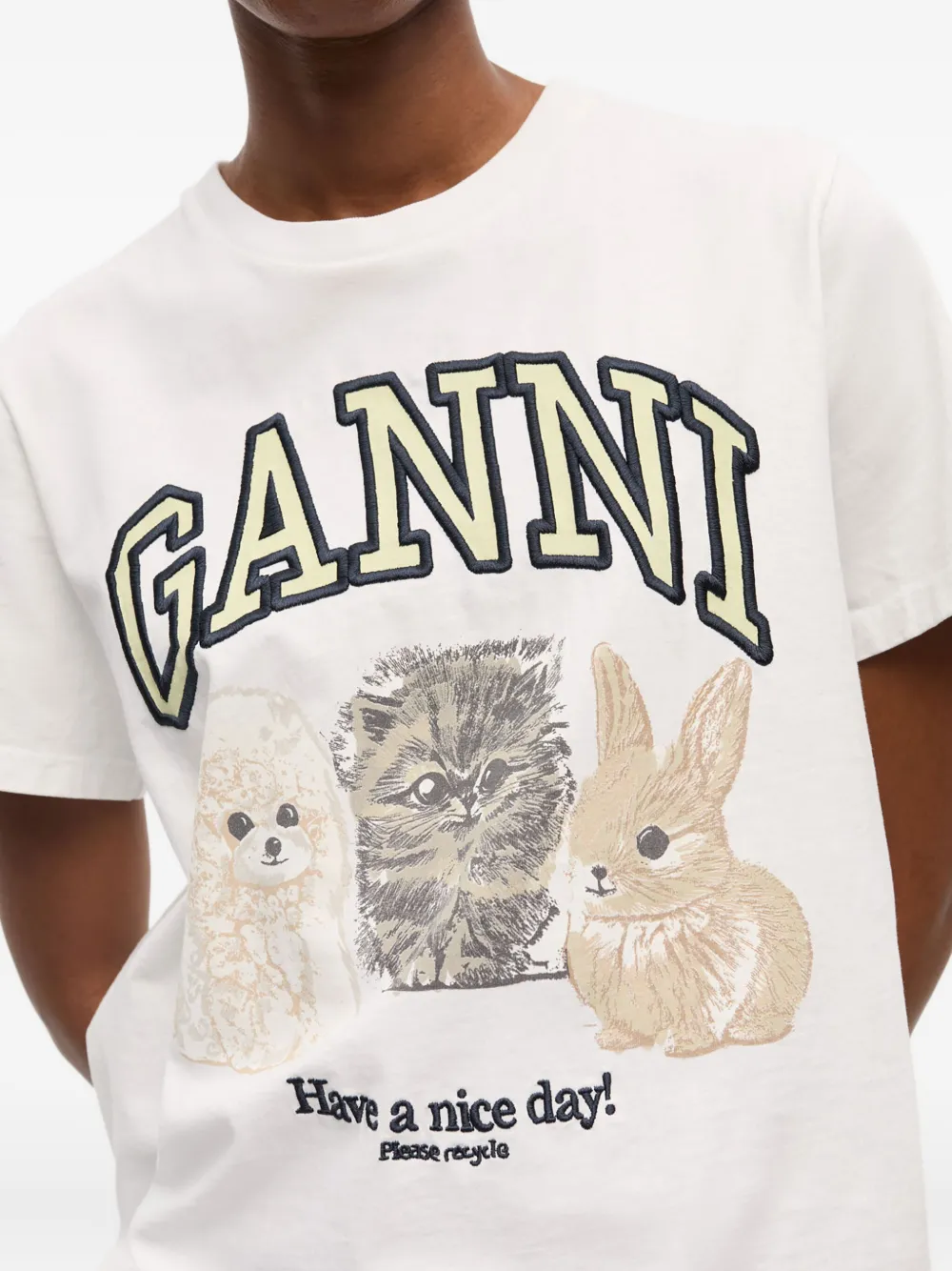GANNI T-shirt met logoprint Wit