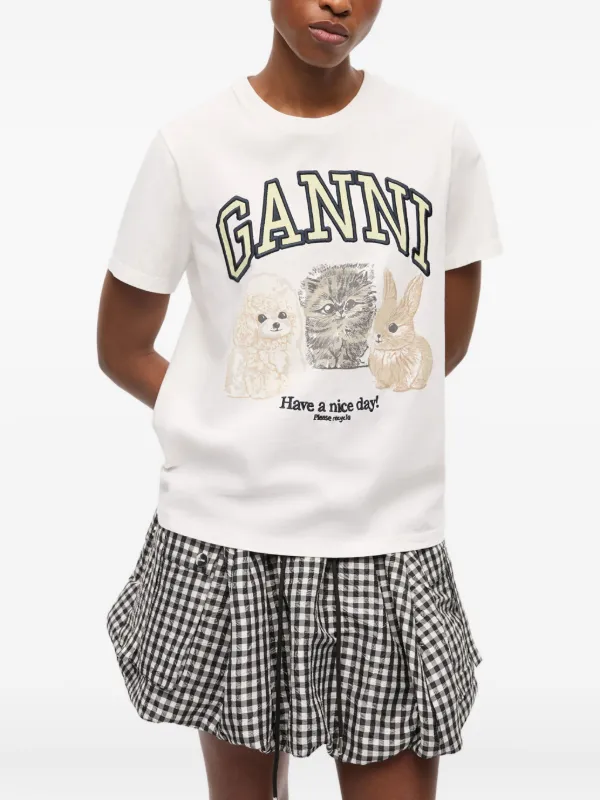 GANNI ロゴ Tシャツ | ホワイト | FARFETCH JP