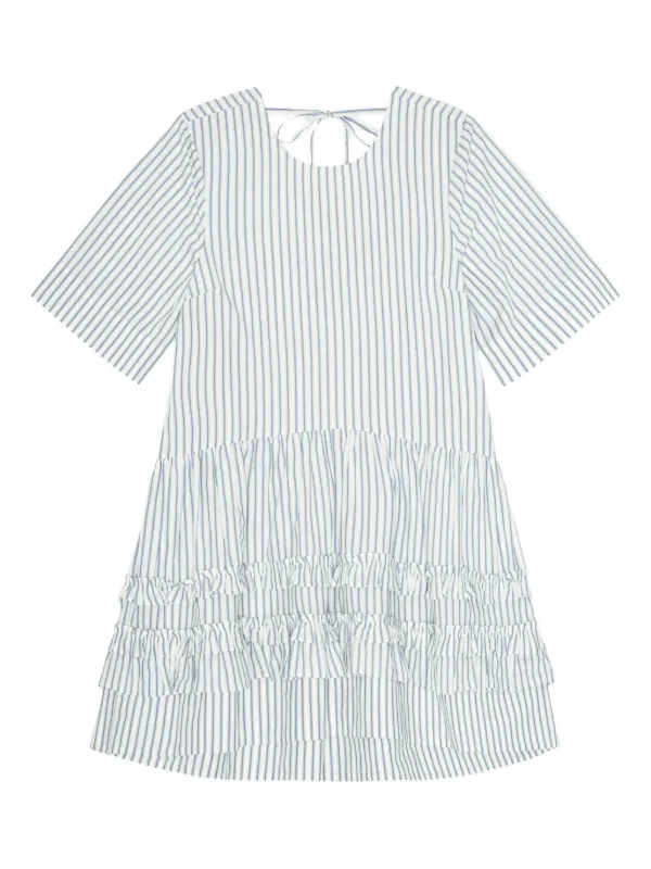 Ganni Striped Dress in White