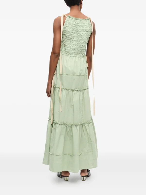 GANNI Tiered Dress | Green | FARFETCH FI