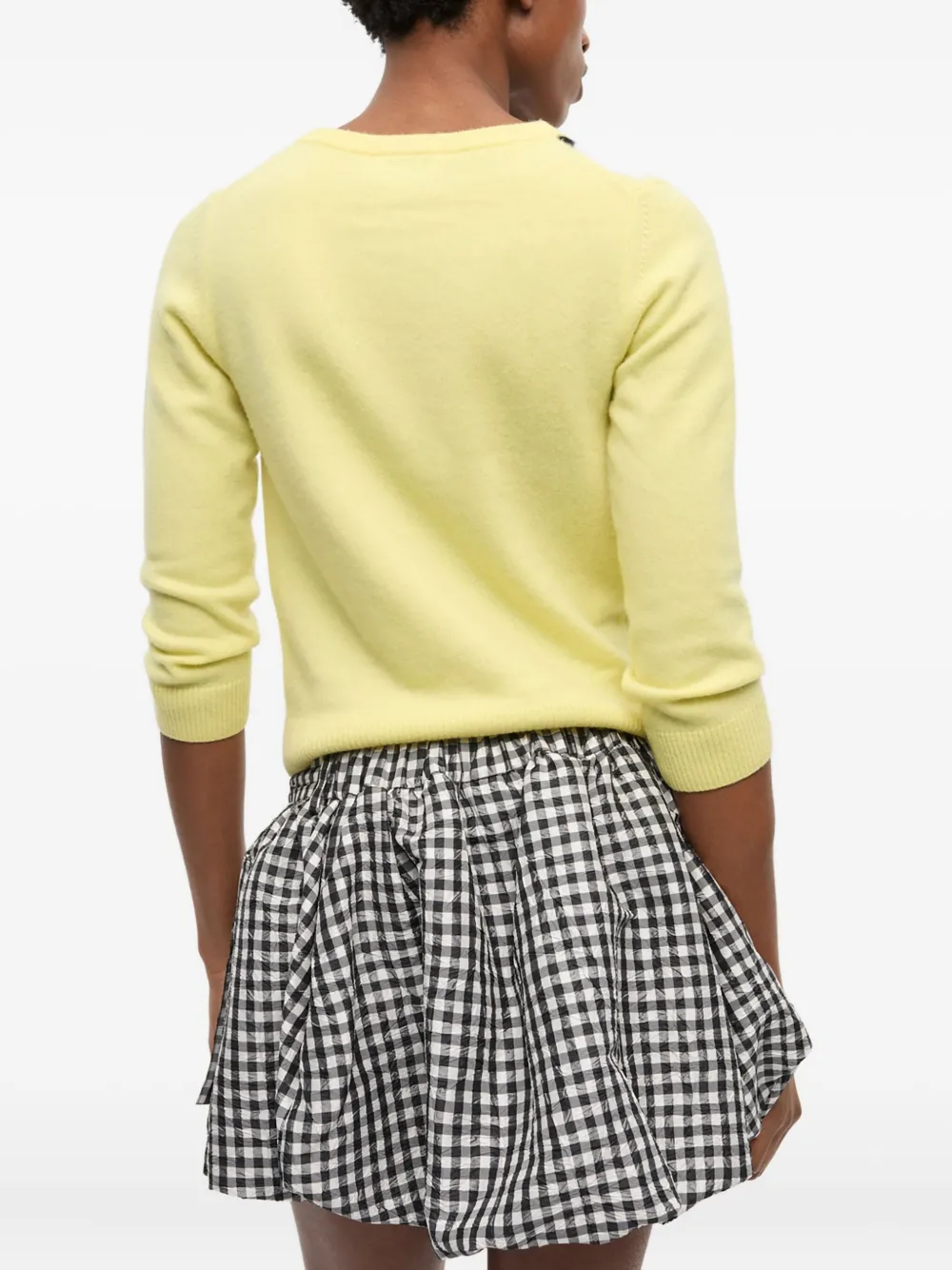 GANNI argyle-pattern cardigan Geel