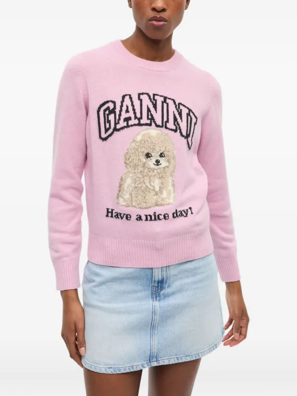 GANNI Dog セーター | ピンク | FARFETCH JP