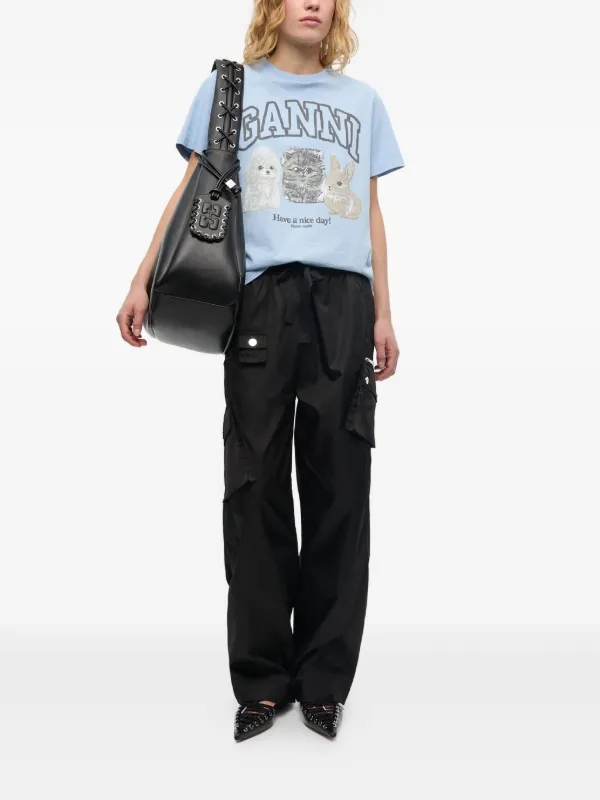 GANNI ドローストリング パンツ | ブラック | FARFETCH JP