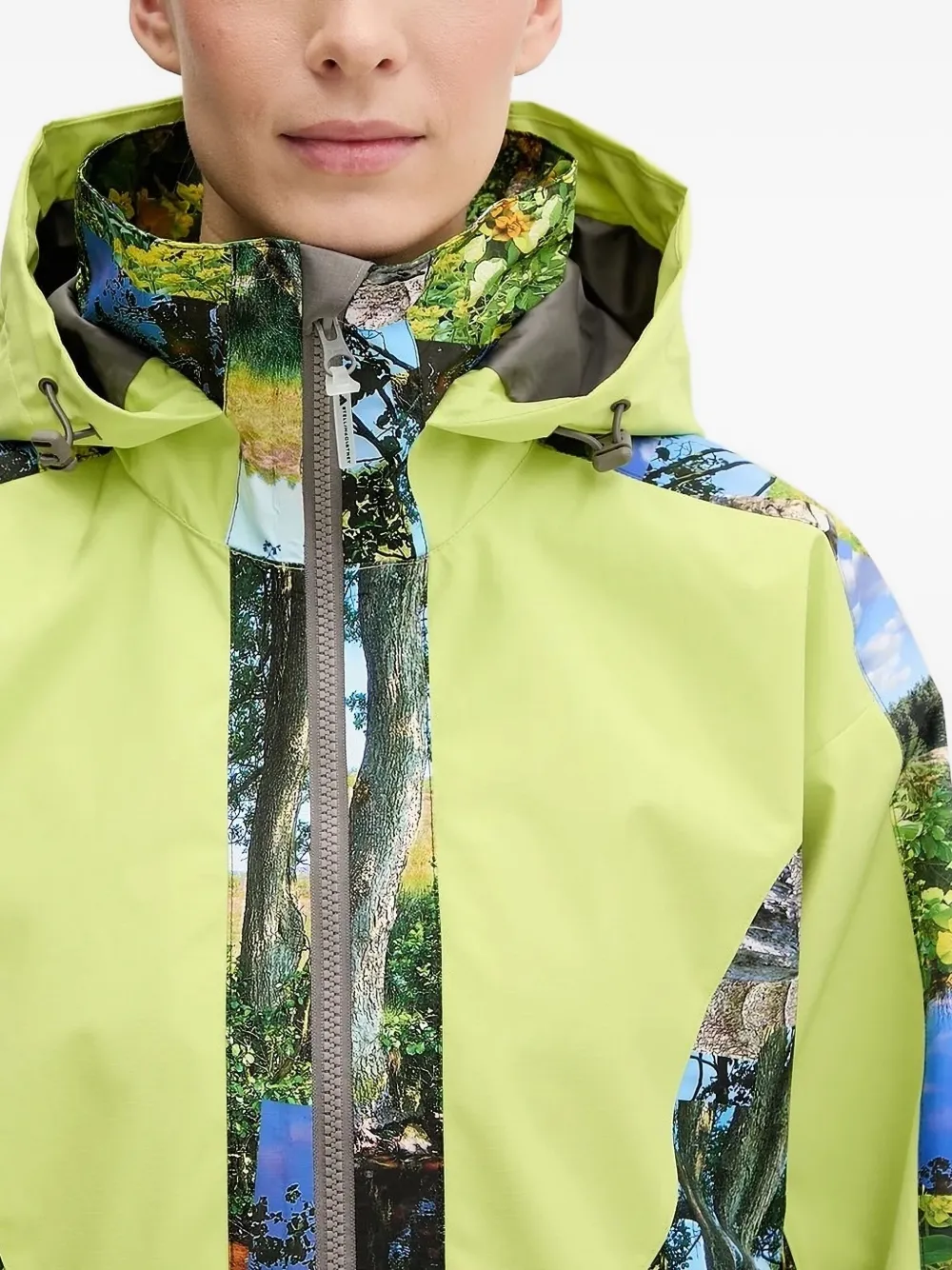 Adidas By Stella Mccartney Truenature Landscape-print Hooded Jacket In Green