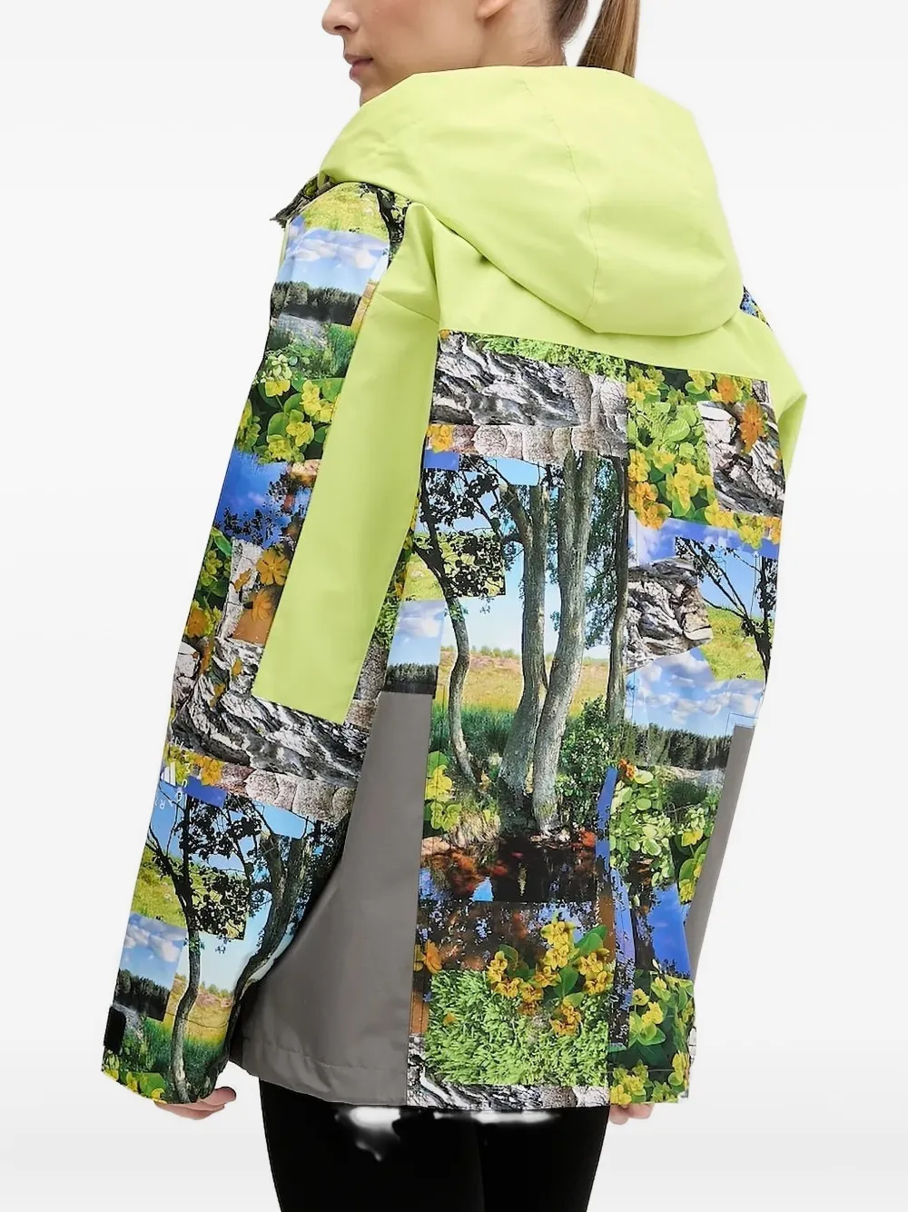 Adidas By Stella Mccartney Truenature Landscape-print Hooded Jacket In Green