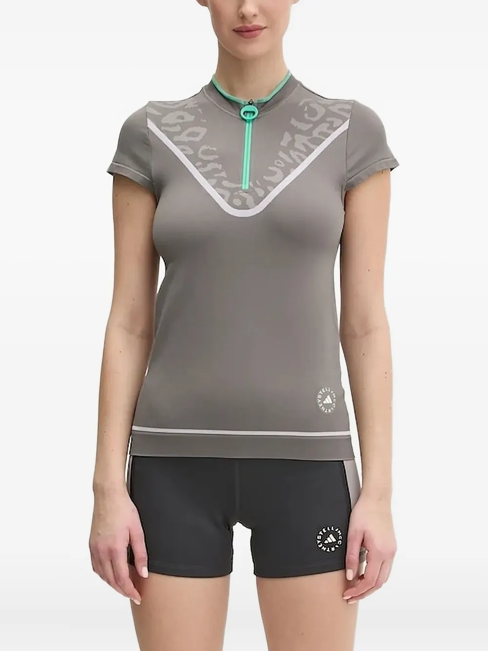 Adidas by Stella McCartney Truenature Golf short-sleeve zip-neck top Grijs
