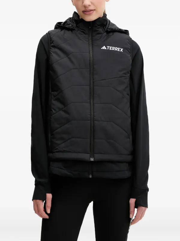 Adidas キルティング フーデッドベスト | ブラック | FARFETCH JP