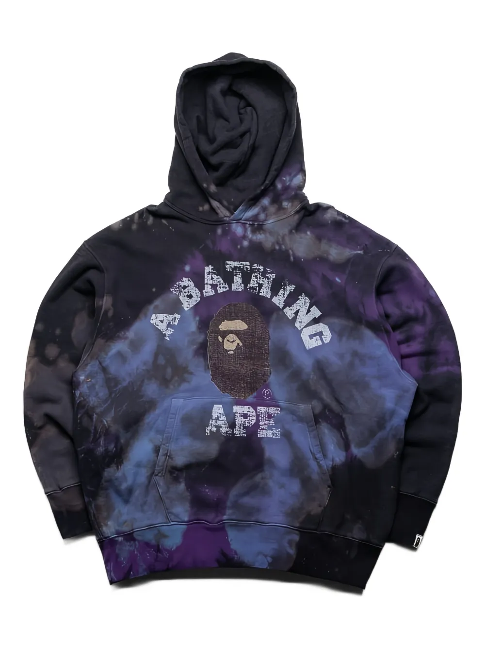 A BATHING APE College hoodie met tie-dye print Zwart