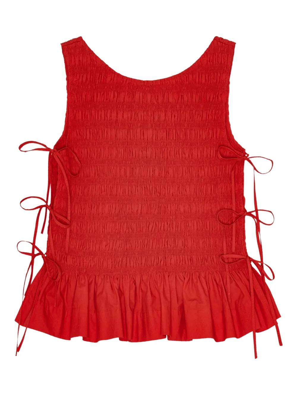 GANNI Chambray seersucker top Rood