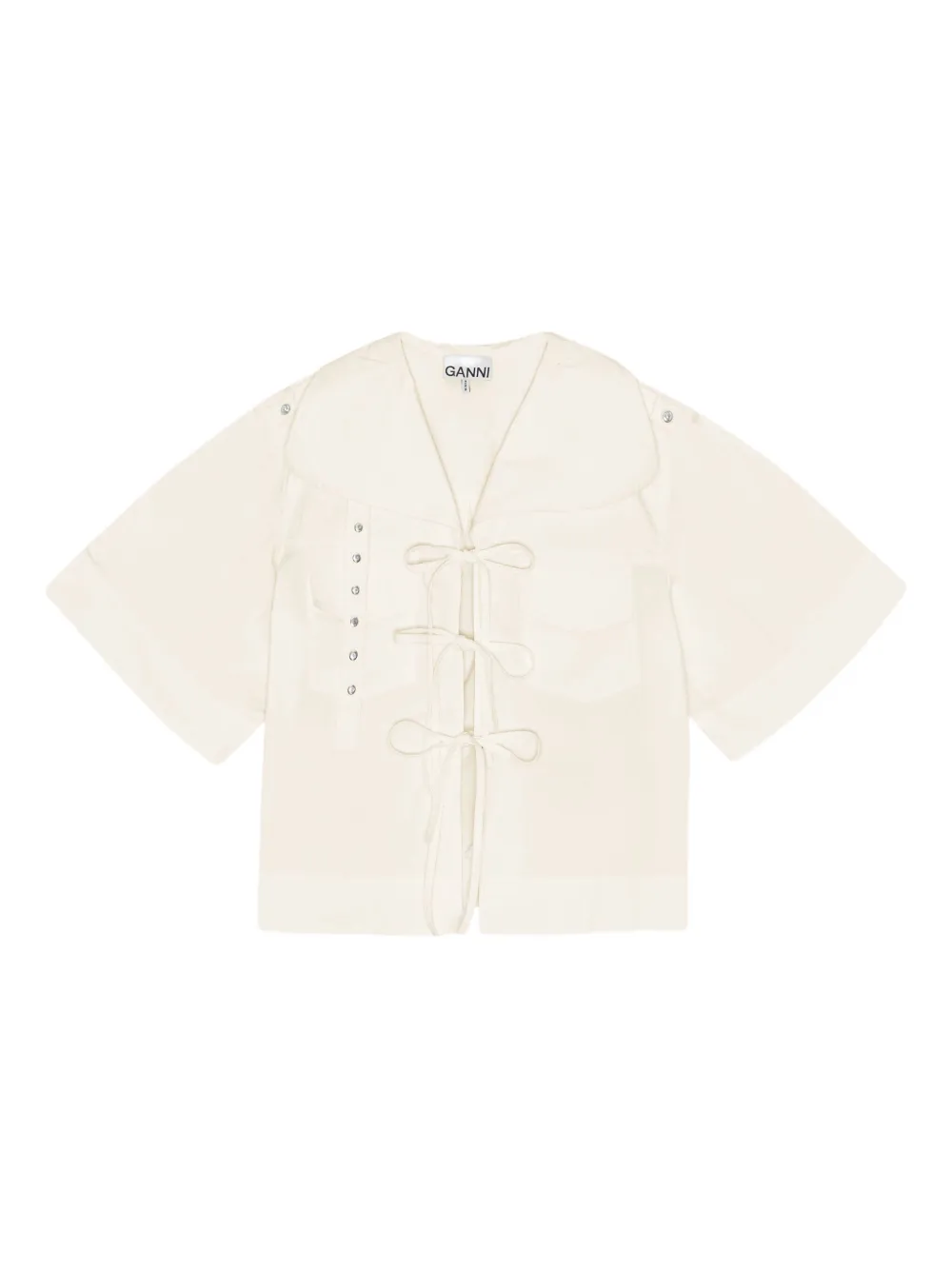GANNI Gestrikte blouse Wit