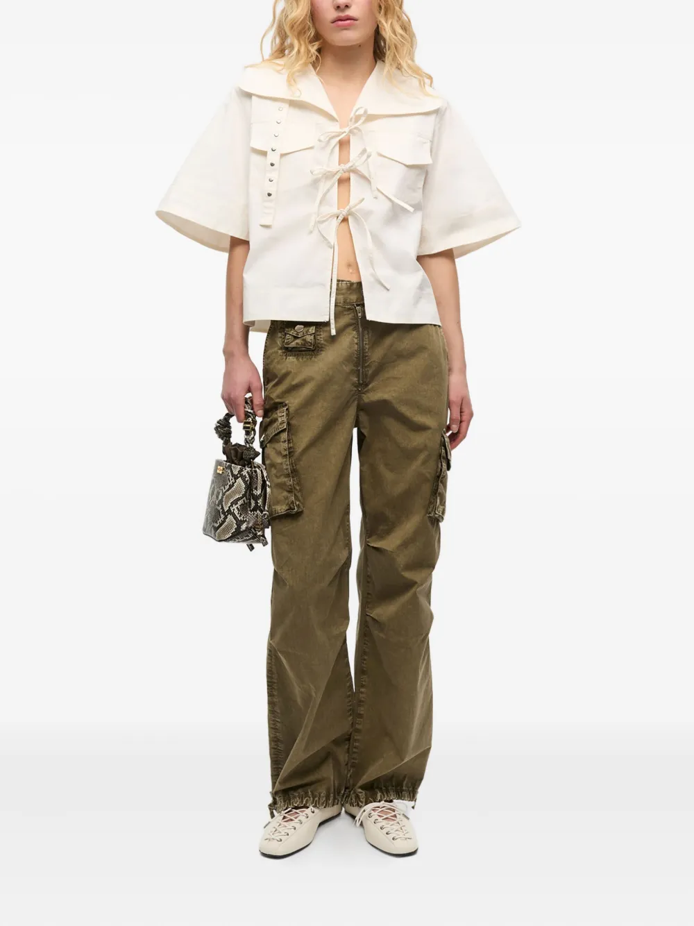 GANNI Gestrikte blouse - Wit
