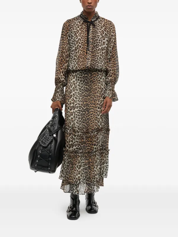 GANNI レオパード ブラウス | ニュートラル | FARFETCH JP