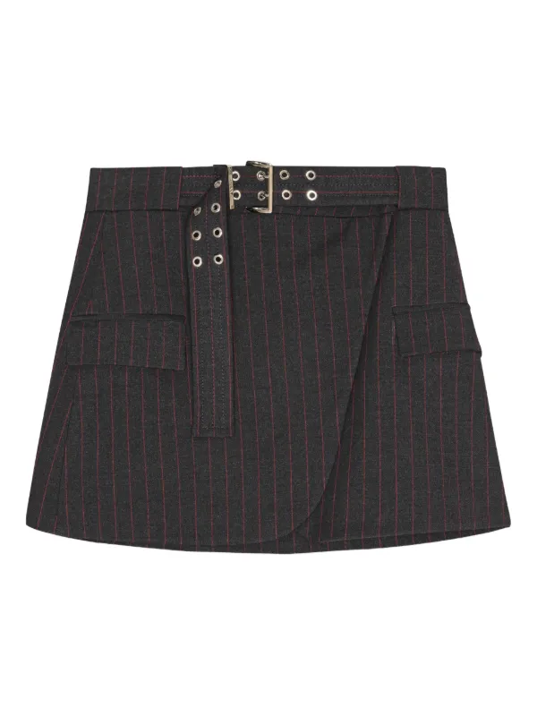 Ganni Belted Mini Skirt in Black