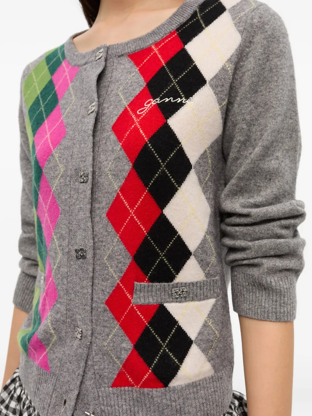 GANNI Vest met argyle patroon Grijs