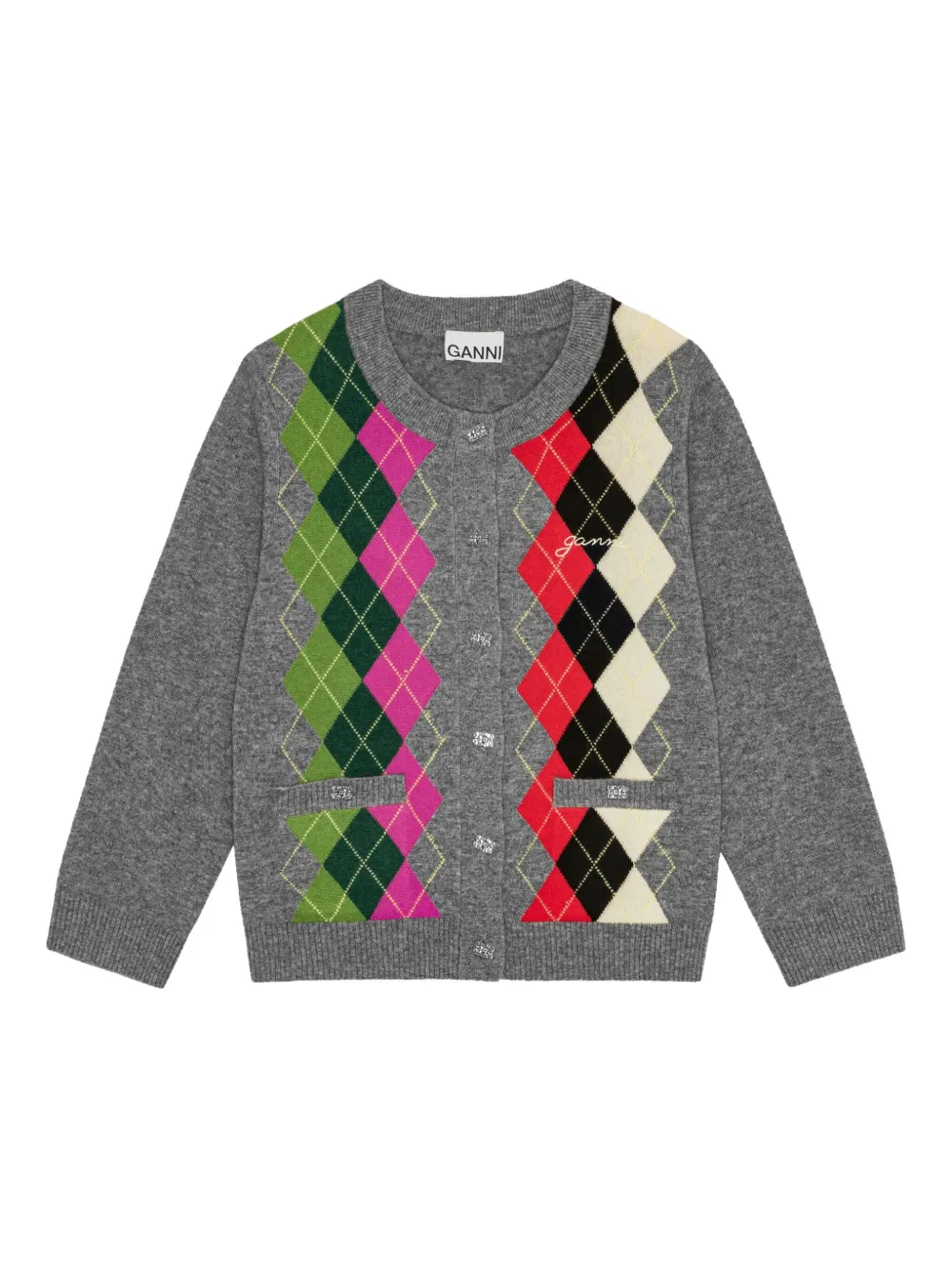 GANNI Vest met argyle patroon Grijs