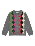 GANNI argyle-pattern cardigan - Grey