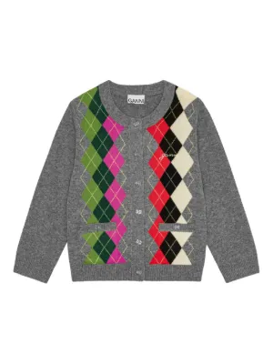 GANNI ラウンドネック カーディガン | グレー | FARFETCH JP