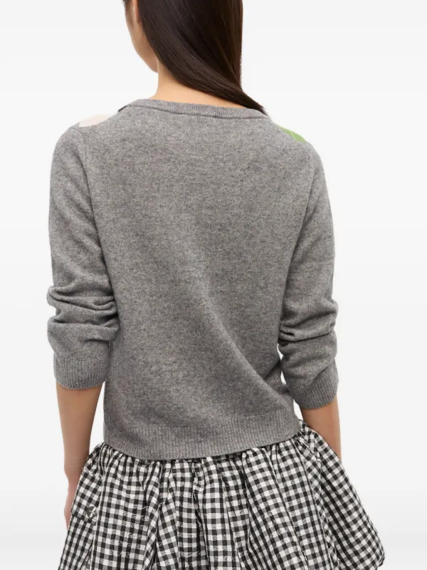 GANNI アーガイル カーディガン | グレー | FARFETCH JP