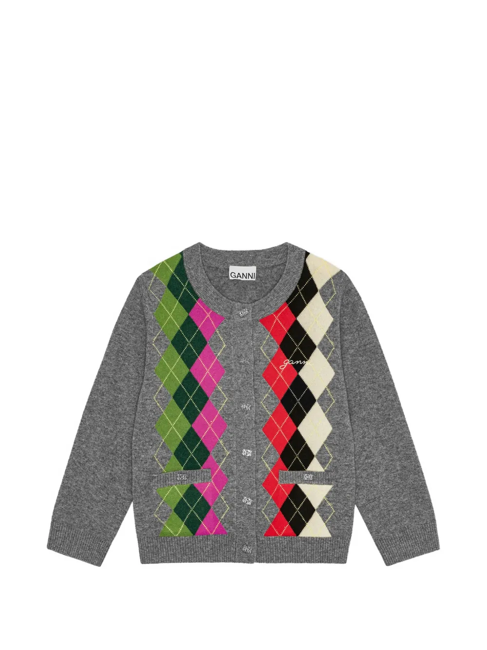 GANNI Vest met argyle patroon Grijs