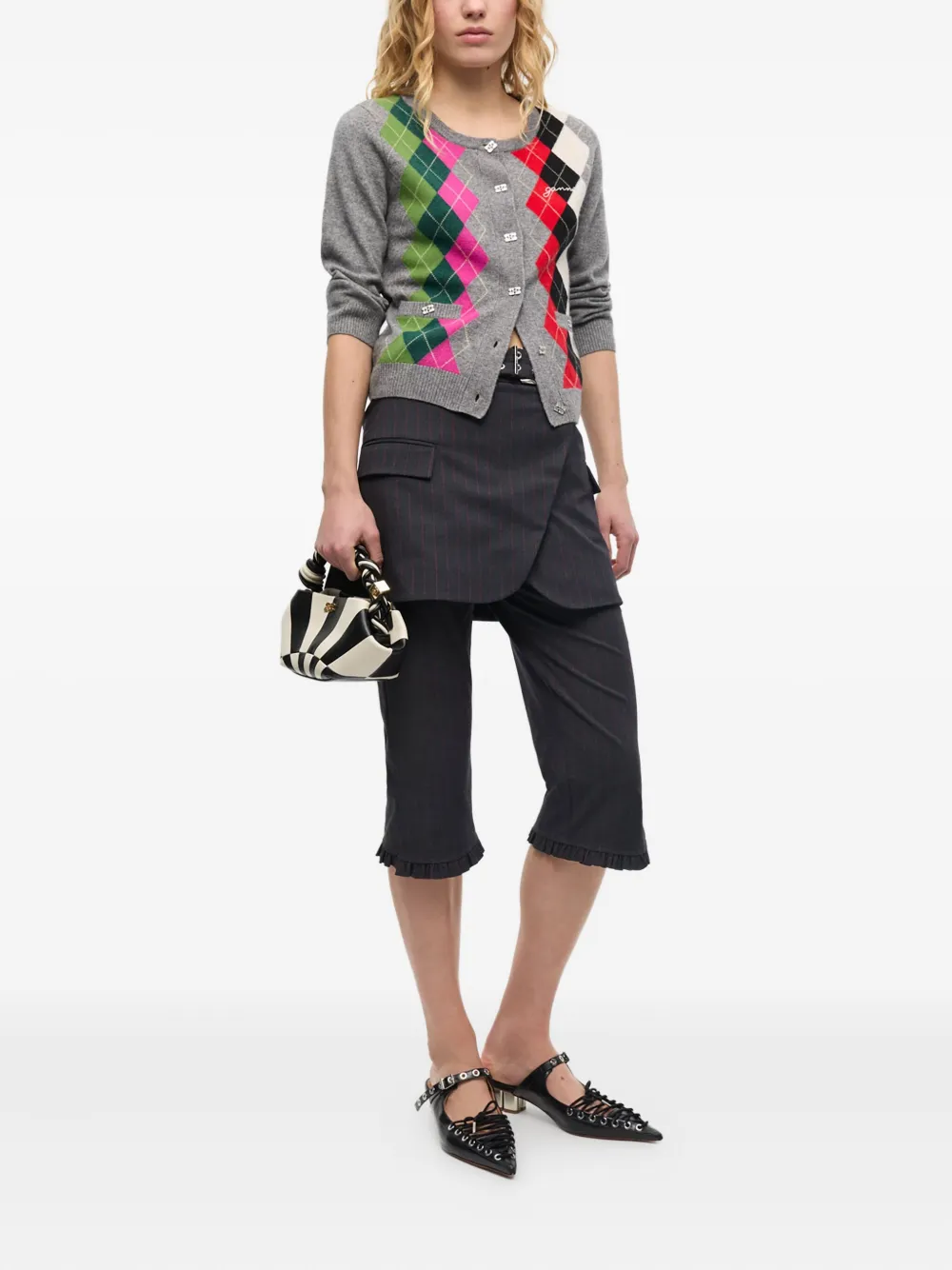 GANNI Bou leren shopper - Zwart
