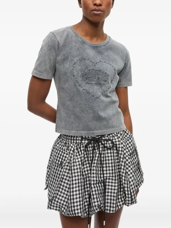 GANNI 月と星 グレー 半袖Tシャツ 新品 GANNI ロゴ Tシャツ | グレー | FARFETCH JP
