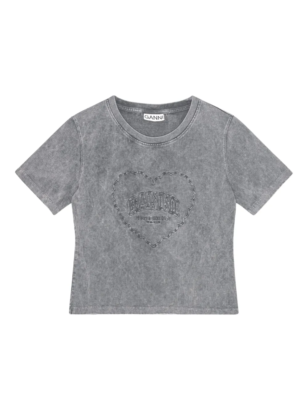 GANNI T-shirt met geborduurd logo Grijs