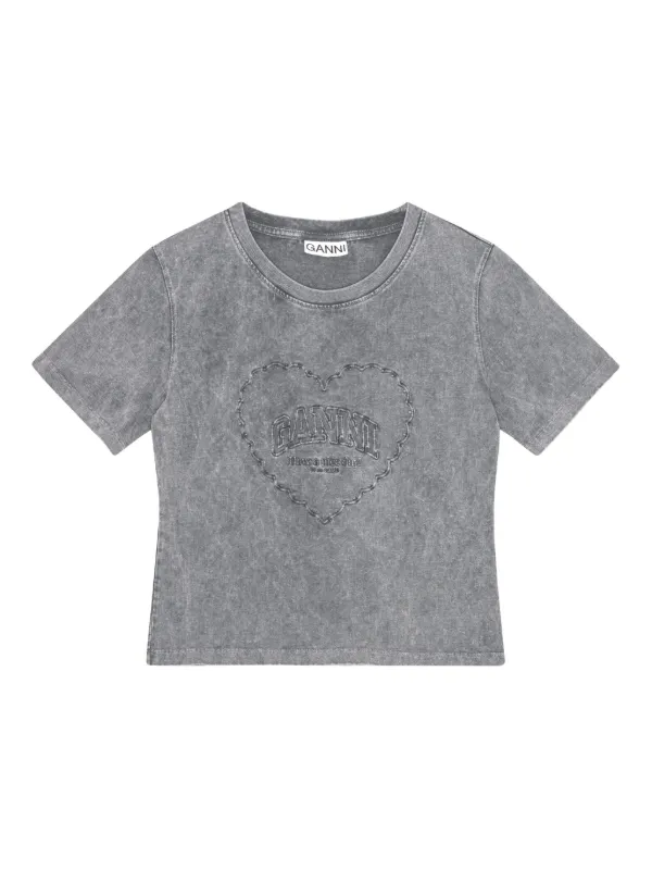 GANNI ロゴ Tシャツ | グレー | FARFETCH JP